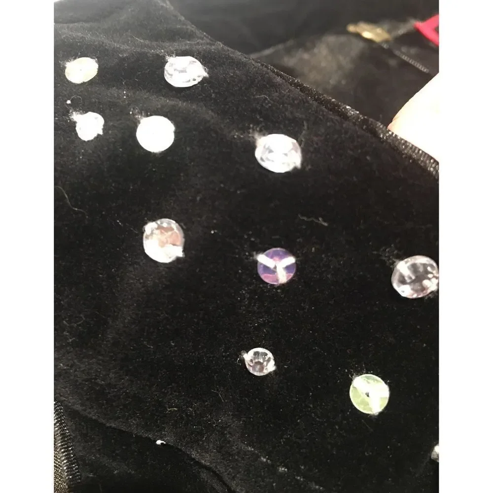 The Children’s Place Black Velvet Dress with Rhinestone Size 10